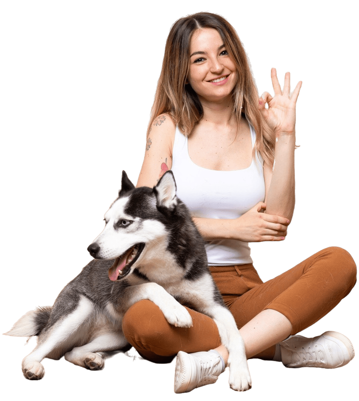woman with her dog